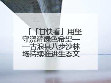 「甘快看」用坚守浇灌绿色希望——古浪县八步沙林场持续推进生态文明建设见闻