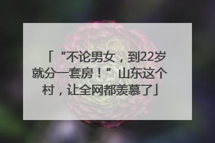 “不论男女，到22岁就分一套房！”山东这个村，让全网都羡慕了