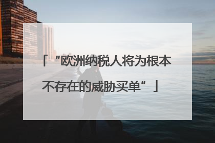 “欧洲纳税人将为根本不存在的威胁买单”