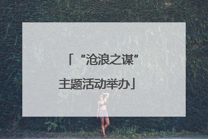 “沧浪之谋”主题活动举办