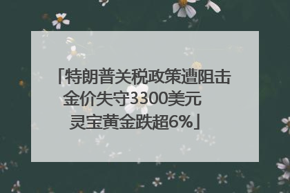 特朗普关税政策遭阻击金价失守3300美元 灵宝黄金跌超6%