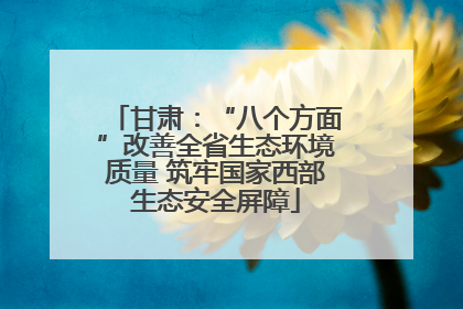 甘肃：“八个方面”改善全省生态环境质量 筑牢国家西部生态安全屏障