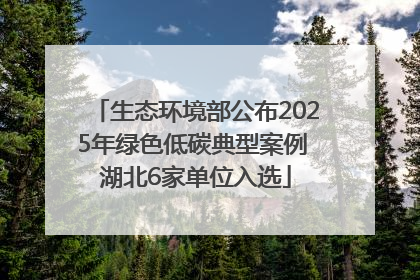 生态环境部公布2025年绿色低碳典型案例 湖北6家单位入选