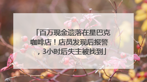 百万现金遗落在星巴克咖啡店！店员发现后报警，3小时后失主被找到