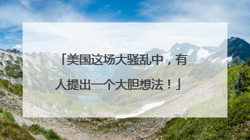 美国这场大骚乱中，有人提出一个大胆想法！
