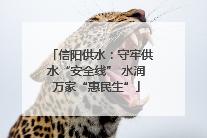 信阳供水：守牢供水“安全线” 水润万家“惠民生”