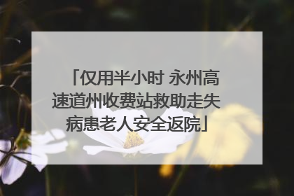 仅用半小时 永州高速道州收费站救助走失病患老人安全返院