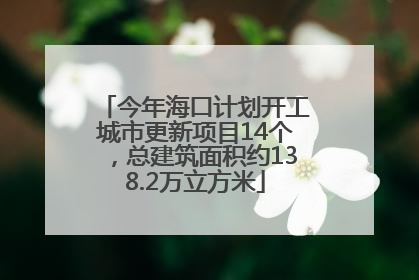今年海口计划开工城市更新项目14个，总建筑面积约138.2万立方米