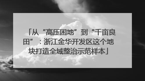 从“高压困地”到“千亩良田”：浙江金华开发区这个地块打造全域整治示范样本