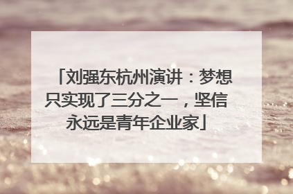 刘强东杭州演讲：梦想只实现了三分之一，坚信永远是青年企业家