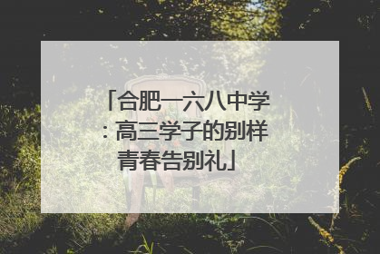 合肥一六八中学：高三学子的别样青春告别礼