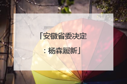 安徽省委决定：杨森履新
