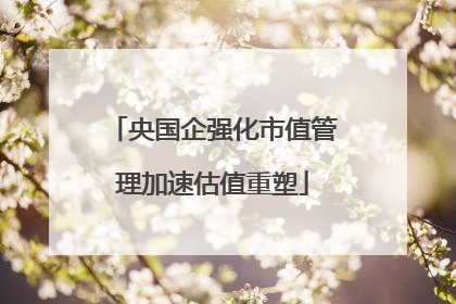 央国企强化市值管理加速估值重塑