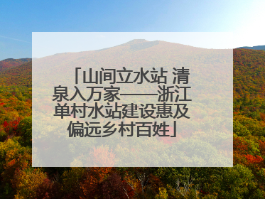 山间立水站 清泉入万家——浙江单村水站建设惠及偏远乡村百姓