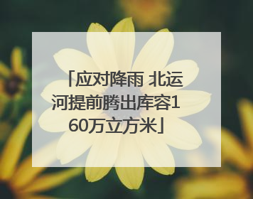 应对降雨 北运河提前腾出库容160万立方米