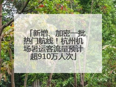 新增、加密一批热门航线！杭州机场暑运客流量预计超910万人次