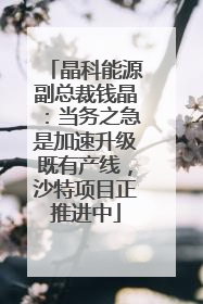 晶科能源副总裁钱晶：当务之急是加速升级既有产线，沙特项目正推进中