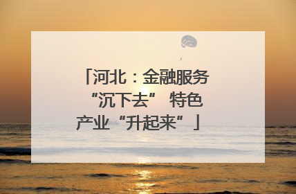 河北：金融服务“沉下去” 特色产业“升起来”