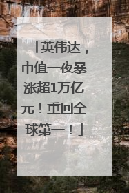 英伟达，市值一夜暴涨超1万亿元！重回全球第一！