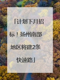 计划下月招标！扬州南部地区将建2条快速路
