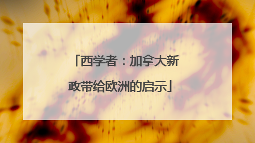 西学者：加拿大新政带给欧洲的启示
