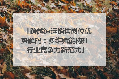 跨越速运销售岗位优势解码：多维赋能构建行业竞争力新范式