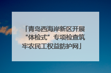 青岛西海岸新区开展“体检式”专项检查筑牢农民工权益防护网