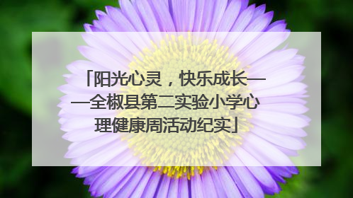 阳光心灵，快乐成长——全椒县第二实验小学心理健康周活动纪实