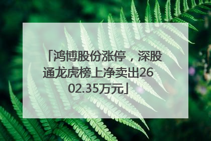 鸿博股份涨停，深股通龙虎榜上净卖出2602.35万元