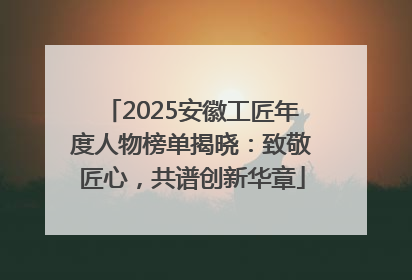 2025安徽工匠年度人物榜单揭晓：致敬匠心，共谱创新华章
